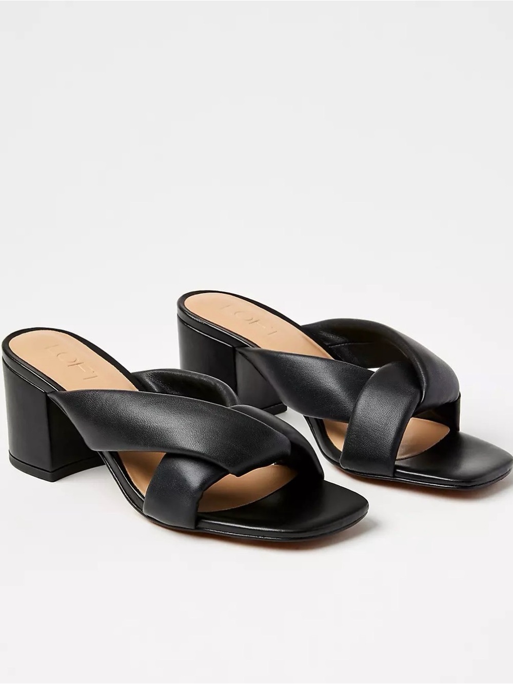 LOFT Black Crisscross Block Heel Sandals